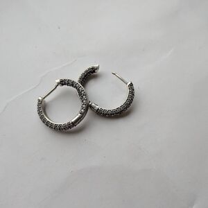 Pandora Pave Silver Hoop Earrings